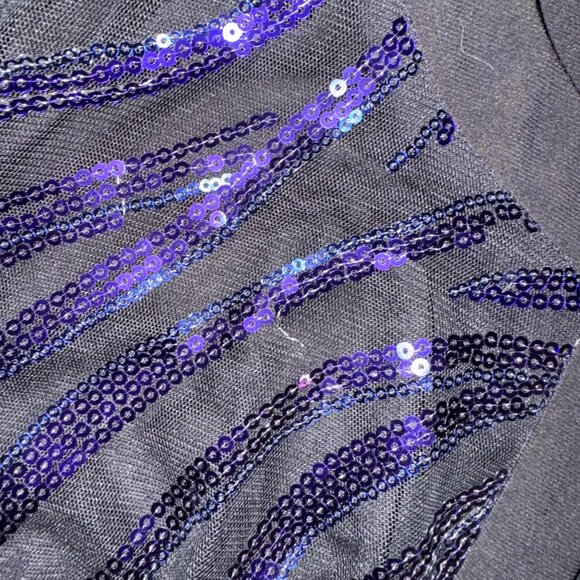 Vintage Bob Mackie Wearable Art Sequin Jacket Small | Purple & Black Zebra Glam - Picture 5 of 14